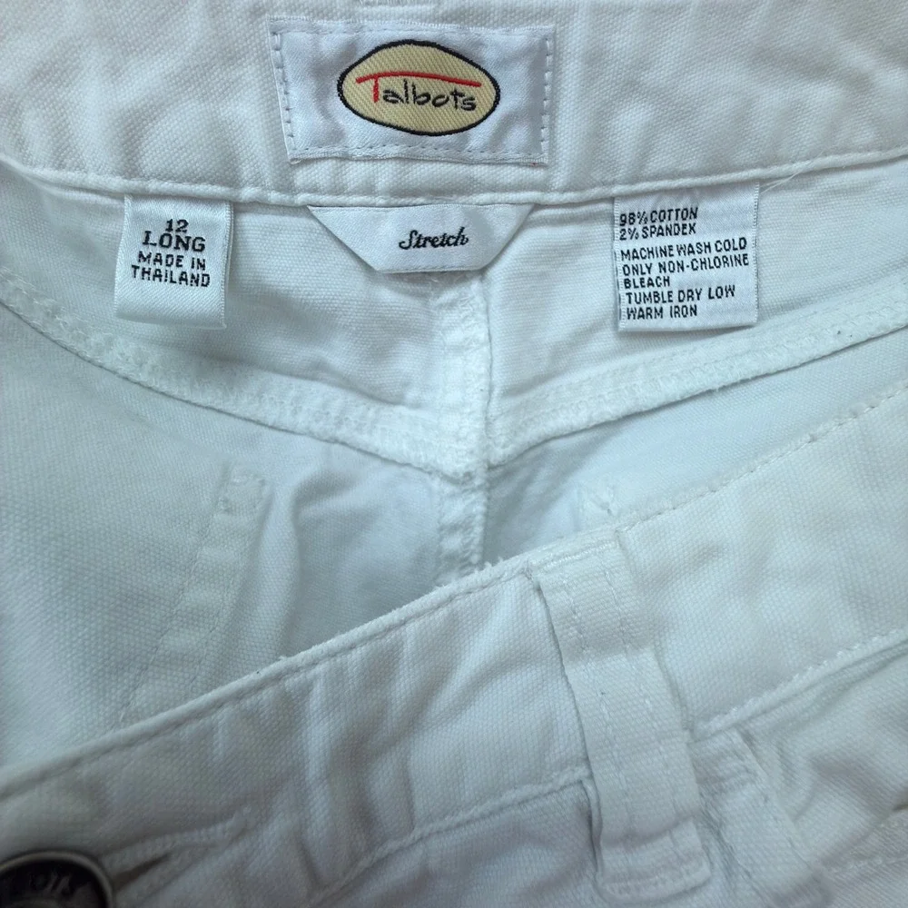 Talbots Bermuda Shorts Womens 12 Long Stretch Denim White Solid Classic Modern